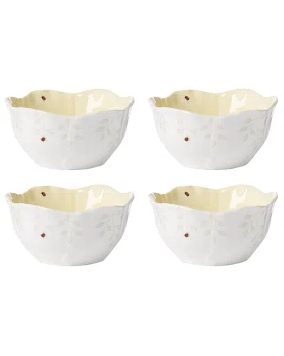 LENOX LENOX SET OF 4 BUTTERFLY MEADOW FLORAL DESSERT BOWLS