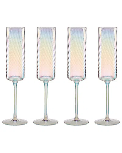 LENOX LENOX SET OF 4 TUSCANY CLASSICS IRIDESCENT FLUTES