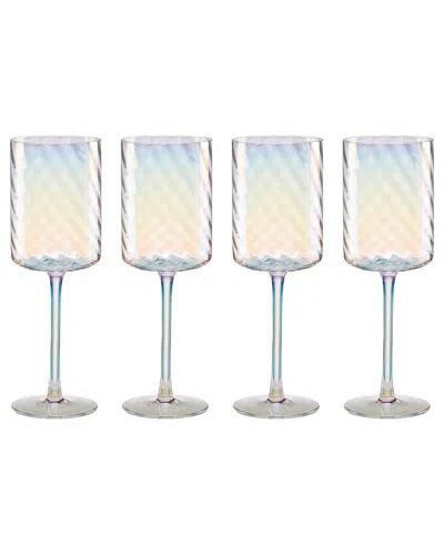 LENOX LENOX SET OF 4 TUSCANY CLASSICS IRIDESCENT WHITE WINE GLASSES
