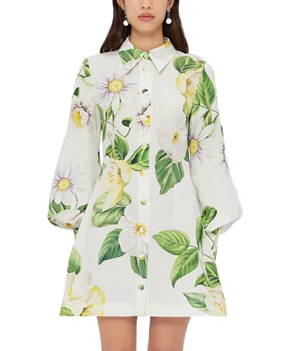 LEO LIN LUMINOUS LINEN BLEND MINI DRESS