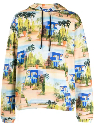 LES BENJAMINS GRAPHIC-PRINT DRAWSTRING HOODIE