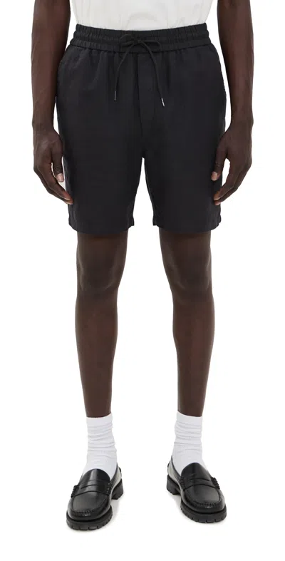 LES DEUX OTTO LINEN SHORTS 6.75 BLACK