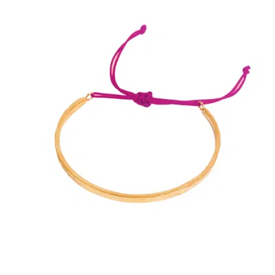 LES REINES WOMEN'S ROSY PURPLE ELEGANCE - HAMMERED BRACELET 24K GOLD PLATED