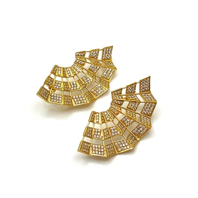 LES REINES WOMEN'S THE SPLENDID DRAPES - STATEMENT EARRINGS 24K GOLD PLATED