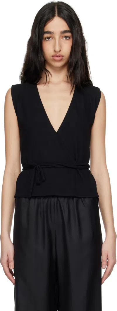 LESET BLACK LAUREN SLEEVELESS WRAP VEST
