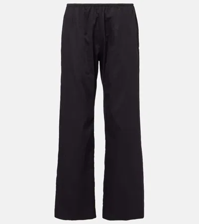 LESET YOKO MID-RISE COTTON WIDE-LEG PANTS