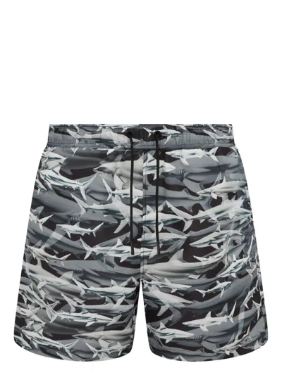 LET'S SWIM SHARK PRINT SWIM SHORTS