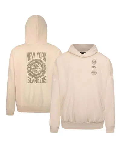 LEVELWEAR MEN'S CREAM NEW YORK ISLANDERS CONTACT STAMP PULLOVER HOODIE