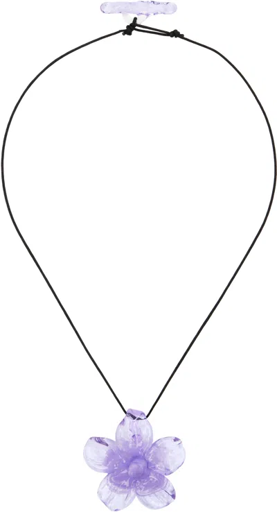 LEVENS JEWELS BLACK & PURPLE HIBISCUS NECKLACE