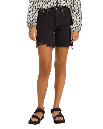 LEVI'S 501 MID THIGH DENIM SHORTS IN LUNAR BLACK