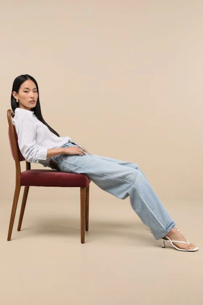 LEVI'S BAGGY DAD LIGHT WASH COTTON DENIM MID-RISE WIDE-LEG JEANS