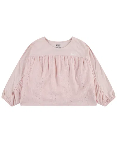 LEVI'S BIG GIRLS EYELET MIXING LONG SLEEVE TOP