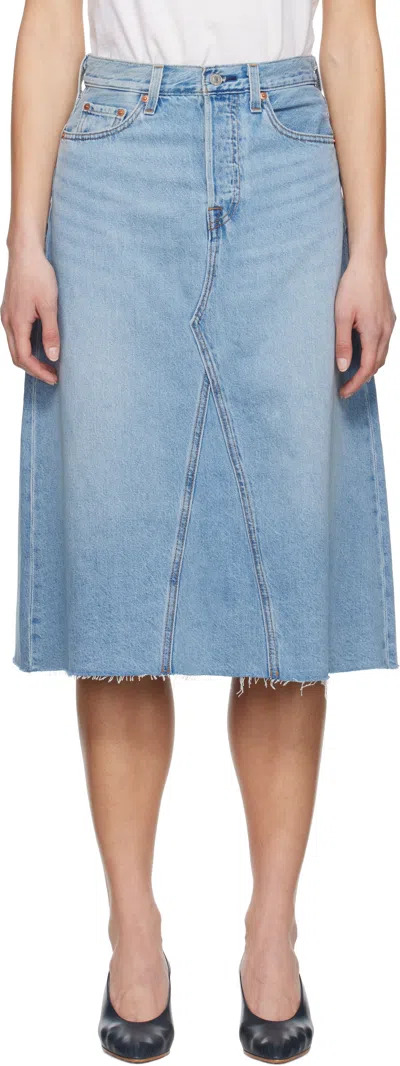LEVI'S BLUE HIGH RISE A-LINE DENIM MIDI SKIRT