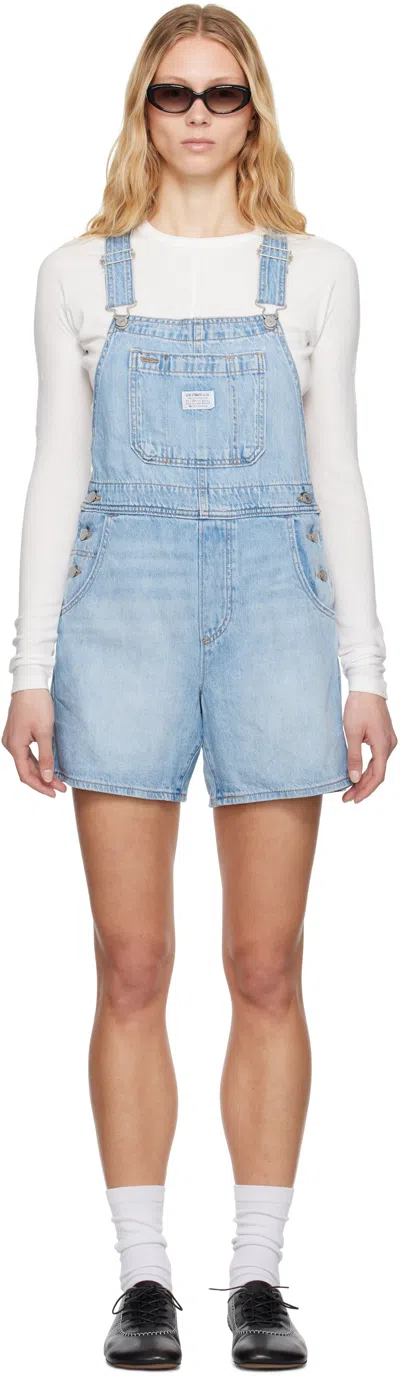 LEVI'S BLUE UTILITY SHORT DENIM OVERALLS