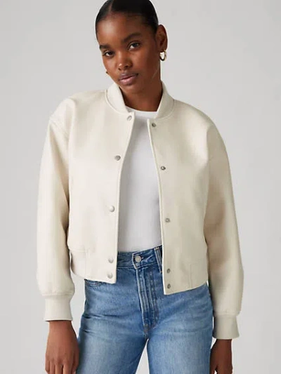 LEVI'S FAUX LEATHER VARSITY BOMBER JACKET