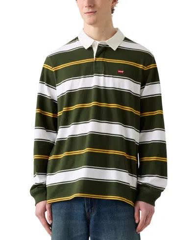 LEVI'S MEN'S RELAXED-FIT LONG SLEEVE STRIPED RUGBY SHIRT