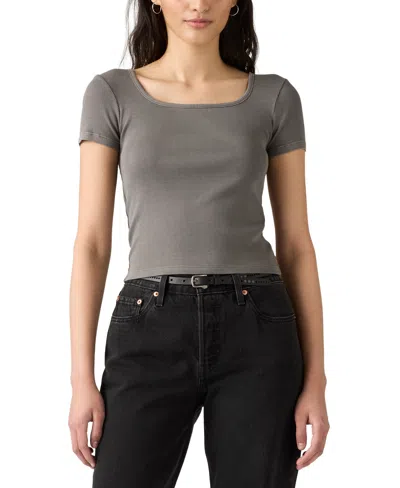 LEVI'S WOMEN'S COTTON RIB-KNIT SQUARE-NECK TEE
