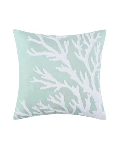 LEVTEX OCEAN MEADOW CORAL EMBROIDERED DECORATIVE PILLOW, 18" X 18"