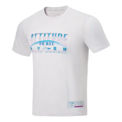 LI-NING Li-Ning Basketball Attitude Is All Graphic T-shirt 'White Blue'