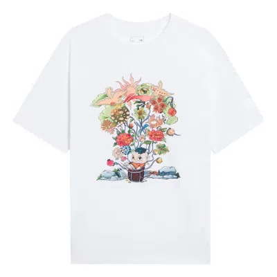 LI-NING Li-Ning Floral Cartoon Graphic Loose Fit T-shirt 'White'