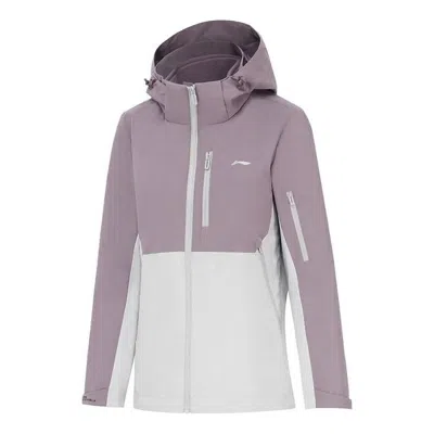 LI-NING (WMNS) Li-Ning Color Block 3-in-1 Polar Fleece Hooded Windbreaker 'Mauve White'