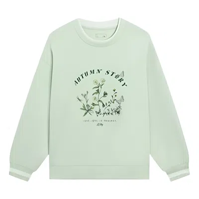 LI-NING (WMNS) Li-Ning Floral Graphic Sweatshirt 'Light Green'