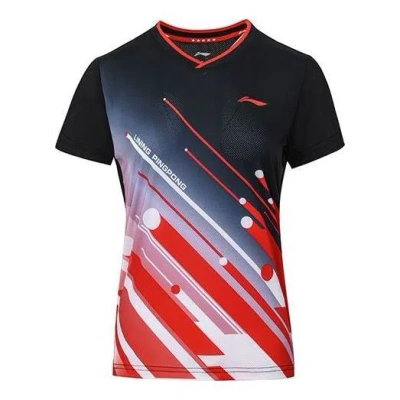 LI-NING (WMNS) Li-Ning Table Tennis Series Casual Sports tournament Quick Dry Short Sleeve 'Black'
