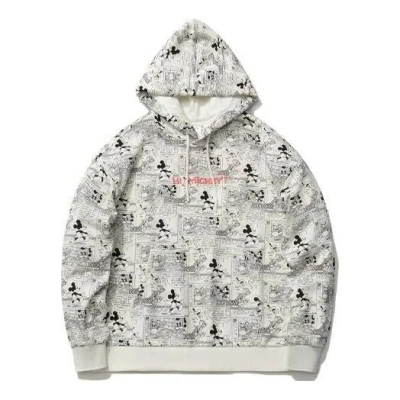 LI-NING (WMNS) Li-Ning x Disney Crossover Mickey Mouse Full Print Pullover Hoodie 'White'