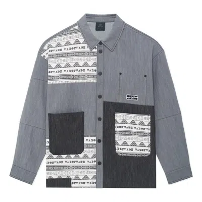 LI-NING Li-Ning x Wade Series Color Block Print Shirt 'Grey Black'