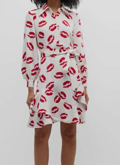 LIBERTINE $2750 LIBERTINE WOMEN'S WHITE KATE BISOU-PRINT BELTED SHIRTDRESS SIZE M