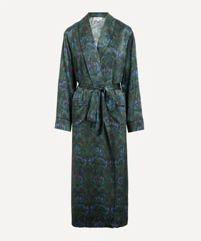 LIBERTY LIBERTY WOMEN'S PEACOCK MANOR SILK-SATIN ROBE