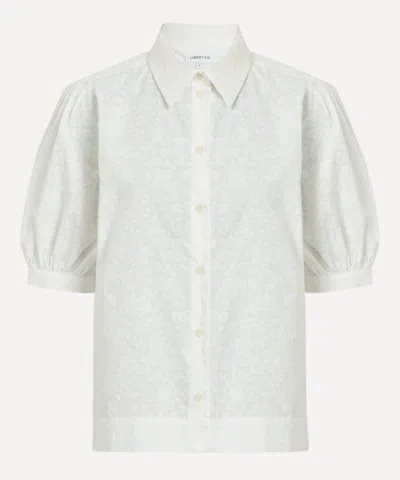 LIBERTY LIBERTY WOMEN'S VICTORIA'S LACE EMBROIDERED PUFF-SLEEVE SHIRT