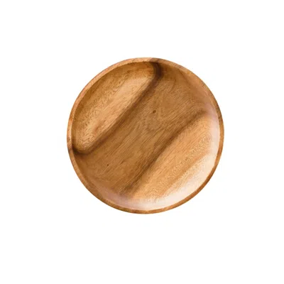 LIKHA NEUTRALS SET OF TWO, ACACIA ROUND TEN INCH WOOD PLATE - DINNER PLATE