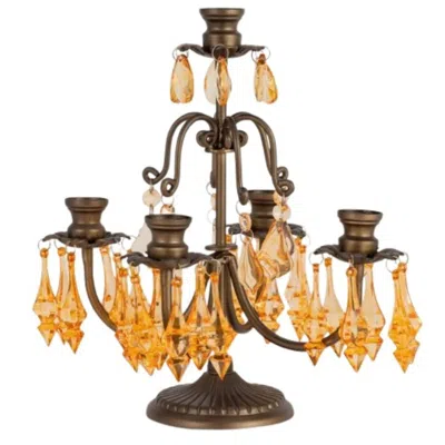 LILA RASA GOLD CRYSTAL GIRANDOLES 5 ARMS AMBER