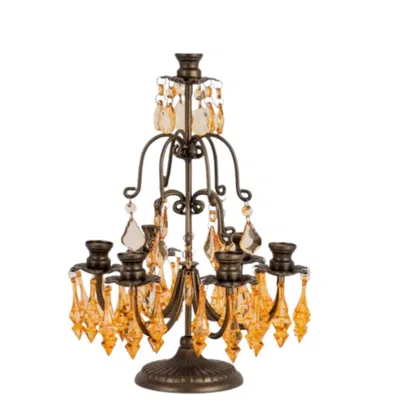 LILA RASA GOLD / ORANGE CRYSTAL GIRANDOLES 7 ARMS AMBER
