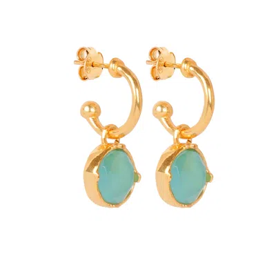LILA RASA WOMEN'S BLUE / GOLD LONDON BLUE CRYSTAL HOOP EARRINGS