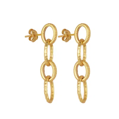 LILA RASA WOMEN'S GOLD OVAL HAMMERED LINK EARRINGS