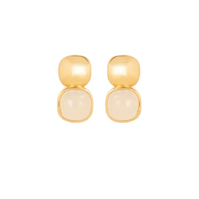 LILA RASA WOMEN'S GOLD / WHITE GLOSSY GOLD & SPARKLING WHITE CRYSTAL STUD