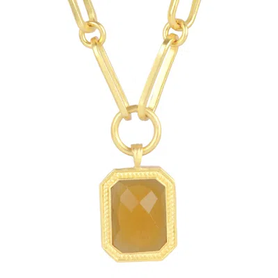 LILA RASA WOMEN'S GOLD / NEUTRALS PAPERCLIP CHAIN RECTANGULAR CITRINE CRYSTAL