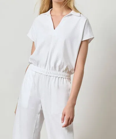 LILLA P ELASTIC HEM POLO IN WHITE