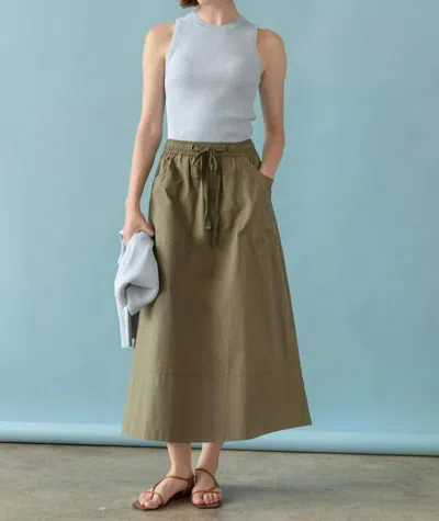 LILLA P LONG POPLIN SKIRT IN KELP