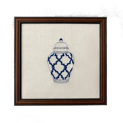 LILLY LOVES BLUE EMBROIDERED GINGER JAR ARTWORK PRINT THREE