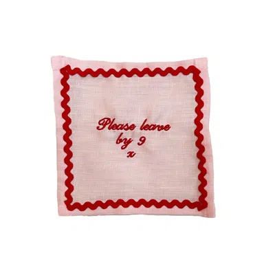 LILLY LOVES PINK / PURPLE SET FOUR PLEASE LEAVE BY NINE PINK COCKTAIL NAPKIN