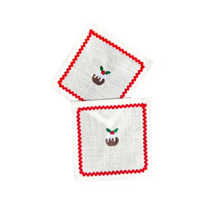 LILLY LOVES RED CHRISTMAS PUDDING COCKTAIL NAPKINS