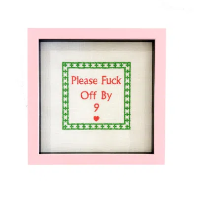 LILLY LOVES WHITE EMBROIDERED PLEASE FUCK OFF BY NINE ARTWORK