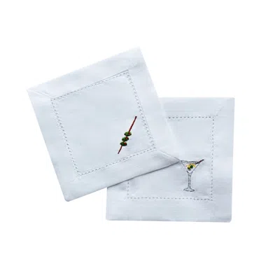 LILLY LOVES WHITE MARTINI & OLIVES COCKTAIL NAPKINS