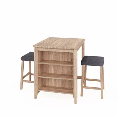 LILOLA HOME DAWSON 36"W OAK FINISH 3-PC COUNTER HEIGHT TABLE SET