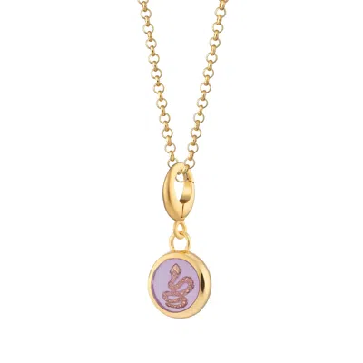 LILY CHARMED WOMEN'S PURPLE / GOLD GOLD PLATED PURPLE SNAKE RESIN CAPTURE CHARM NECKLACE