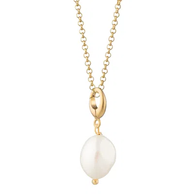LILY CHARMED WOMEN'S GOLD PLATED BAROQUE PEARL CHARM NECKLACE