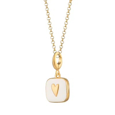 LILY CHARMED WOMEN'S GOLD / WHITE GOLD PLATED WHITE HEART LOCKET NECKLACE